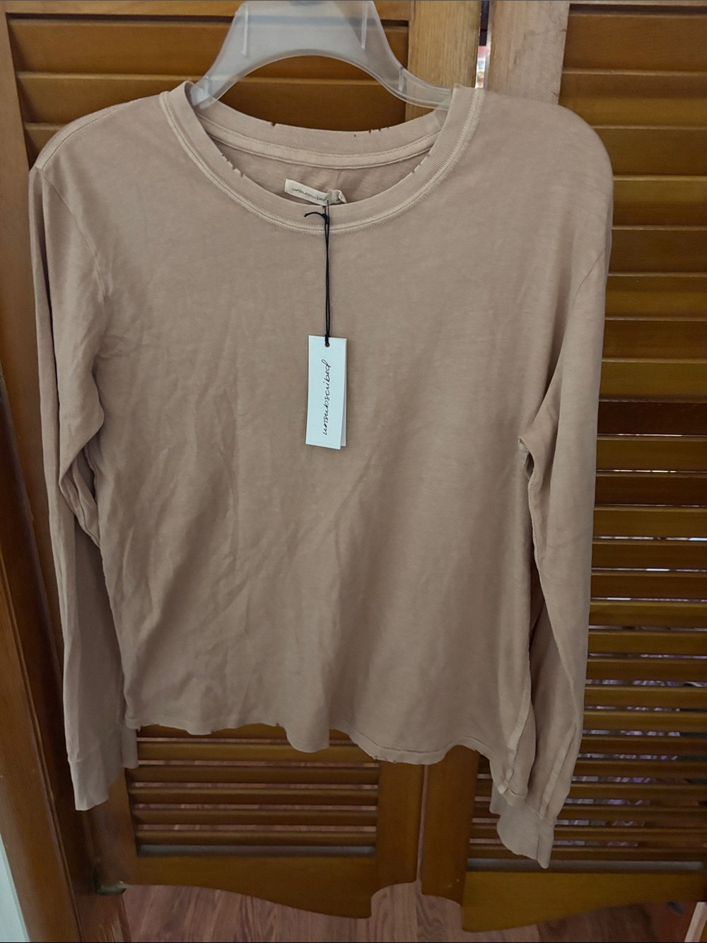 Everyday Long-Sleeve Crewneck Top - Light Taupe